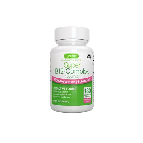 Super B12 Complex 1000mcg Sublingual Vitamin B12 180 Servings