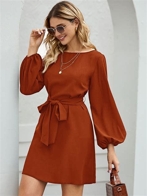 Boat Neck Bishop Sleeve Belted Dress Check Out This Boat Neck Bishop Sleeve Belted Dress On