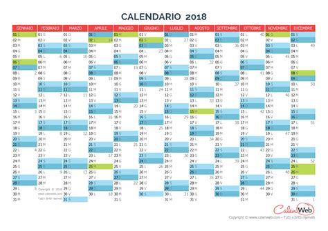 Calendario Annuale Anno 2018 Con Le Festività Italiane