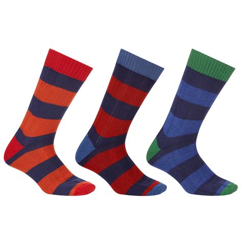 John Lewis Wide Stripe Rugby Socks In Red For Men Pack Of 3 Lyst