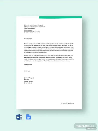 Manager Resignation Letter 12 Examples Format Sample Examples