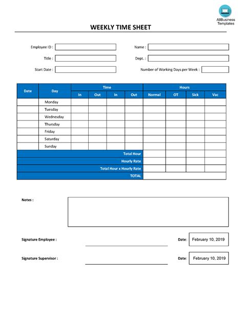 Weekly Time Sheet Registration Form Templates At