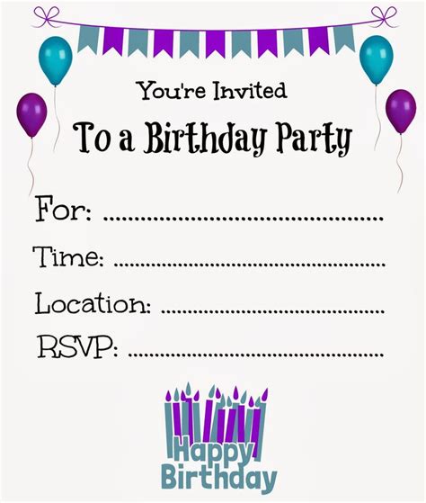 Free Printable Purple Birthday Party Invitations