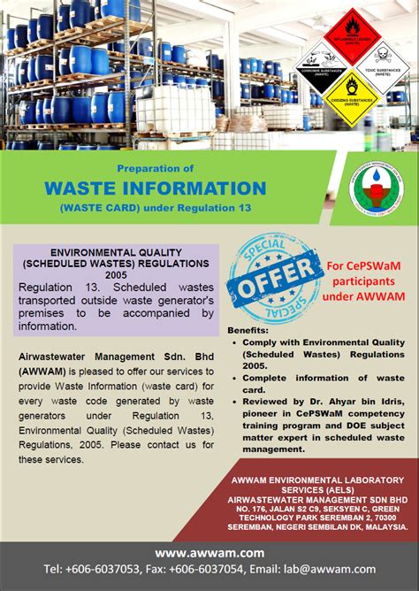 Scheduled and hazardous waste is the most difficult waste to be managed due to the dangerous elements not only for the environment but also for public health. Promotion - AWWAM