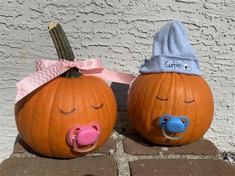 Gender Reveal Baby Pumpkins Halloween Gender Reveal Pumpkin Gender