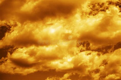 Golden Cloud Powerful Look Formidable Golden Clouds In The Evening Day