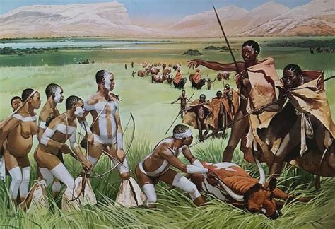 An Argument Between Bushmen And Nomadic Herdsmen In Stone Age Africa Prehistoric Man Ancient