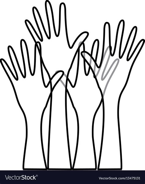 Sketch Silhouette Set Hands Raised Icon Royalty Free Vector