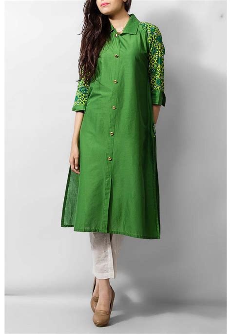 Our pakistan shirt is perfect for any pakistan lover! Green Cotton Ladies Kurti $39.99 KURTI Pakistani Indian ...