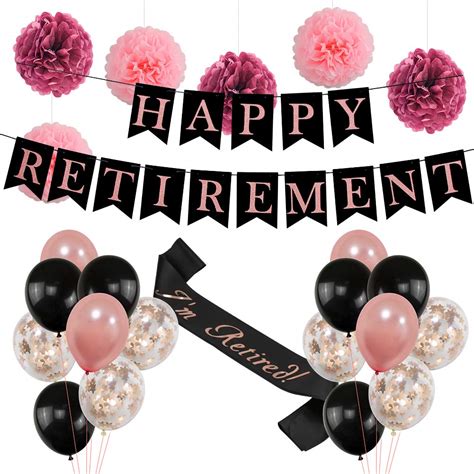 Retirement Party Decorations For Women Rose Gold Happy Retirement
