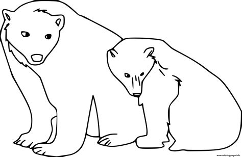 Two Polar Bears Coloring Page Printable