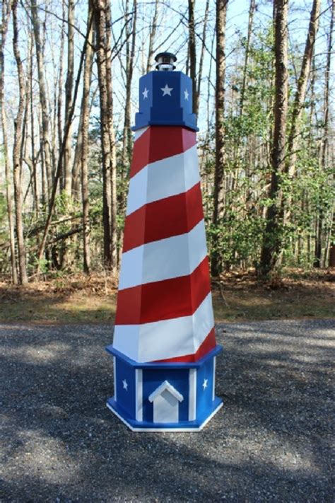 Every one a work of art and a labor of love. How to Build a Patriotic USA Lawn Lighthouse. DIY Wood Plans.