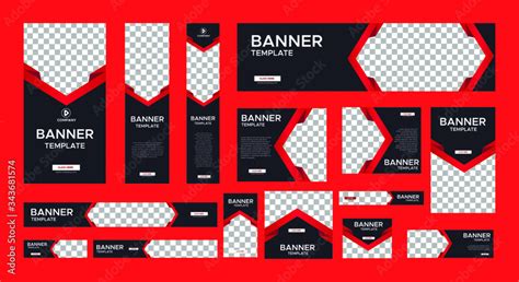 Set Of Modern Black Banners Of Standard Size With A Place For Photos