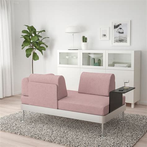 The only place i could put a storage unit was behind a sofa so i decided to create a sofa. DELAKTIG 2-seat sofa with side table - Gunnared light ...
