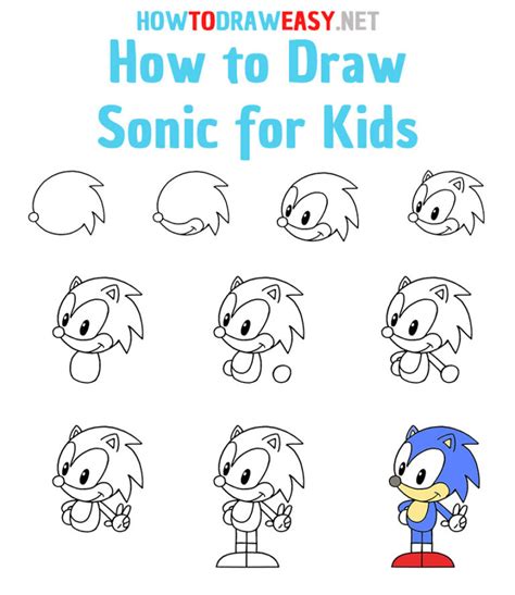 How To Draw Sonic For Kids How To Draw Easy