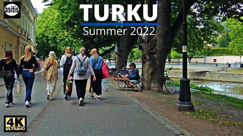 Oldest City Of Finland Summer Walk Along Aura River In Turku July