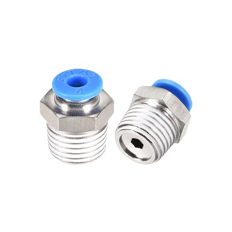 Pt14 Male Straight Thread 4mm Push To Connector Quick Fittings Silver