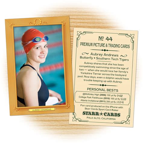 Custom Swimming Cards Vintage 11 Series Starr Cards