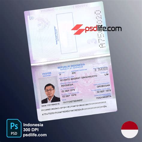 Indonesia Fake Passport Psd Template Editable Templat Psd Paspor