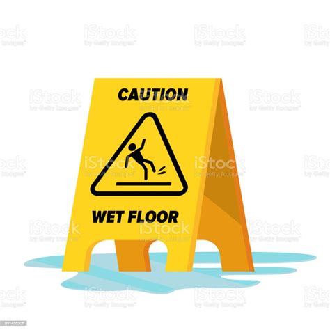 Wet Floor Vector Classic Yellow Caution Warning Wet Floor Sign Isolated