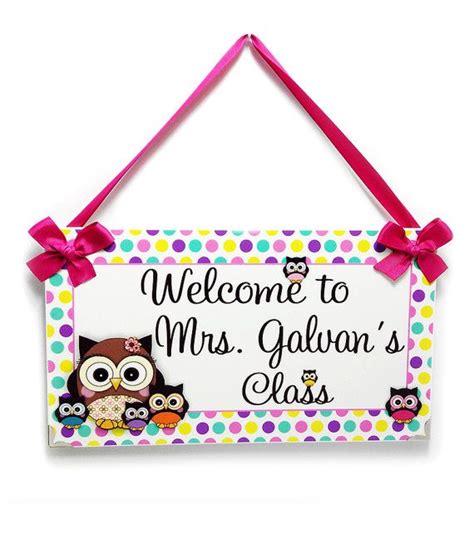 Personalized Welcome To Class Teacher Door Sign Owls Themed Classroom