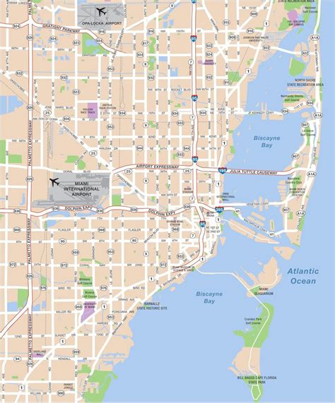 Miami Metropolitan Area Highways Aaccessmaps Street Map Of Downtown