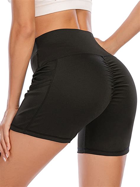 Sayfut Women S High Waist Workout Yoga Shorts With Out Pockets Tummy Control Athletic Sports
