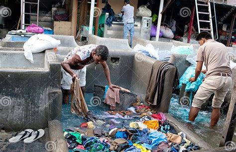 Workers Washing Clothes At Dhobi Ghat In Mumbai Maharashtra In Editorial Photo Image Of