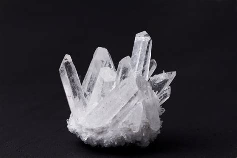 Large Crystals Of Natural Transparent Stone Rock Crystal Close Up