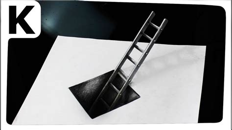 How To Draw 3d Optical Illusion Hole With Ladder