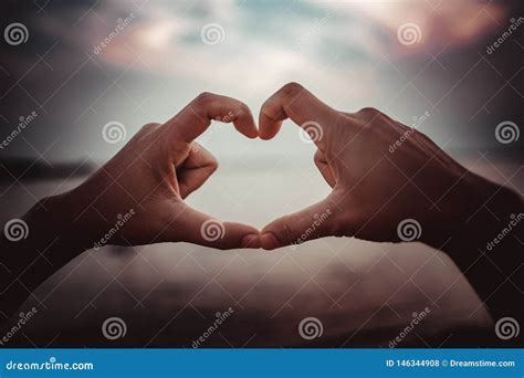 Hand Made Heart Shape In The Sky Stock Photo Image Of Beautiful
