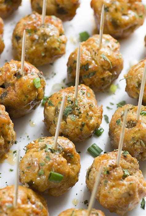 Baked chicken meatballs adapted from gourmet. Buffalo Chicken Meatballs | Homemade Ground Chicken ...