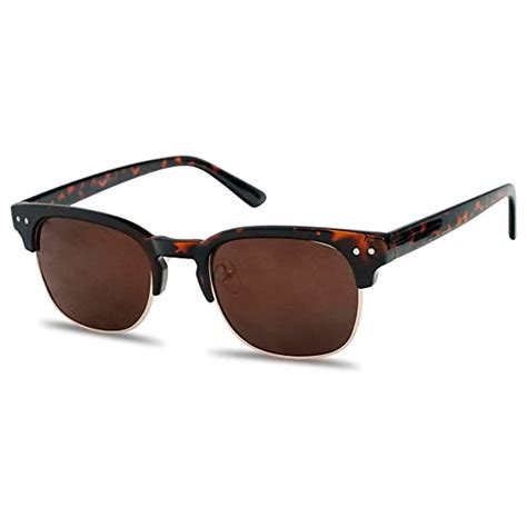 Buy Super Dark Amber Tint Lenses Semi Rimless Dual Rivets Sunglasses For Sensitive Eyes In A