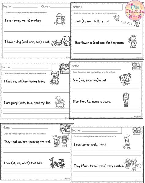 Kindergarten Sight Word Sentences Worksheets — Db