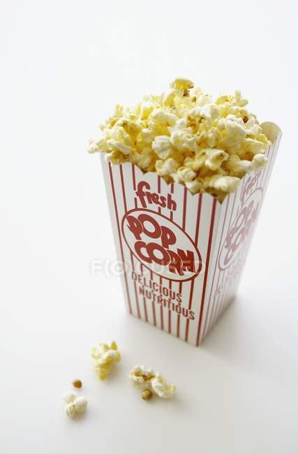Carton Of Buttered Popcorn — Calorie Nutrition Stock Photo 147610243