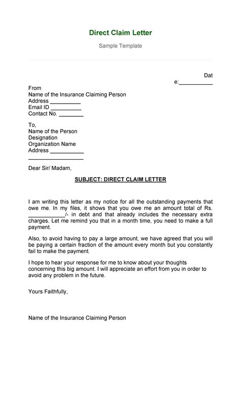 49 Free Claim Letter Examples How To Write A Claim Letter