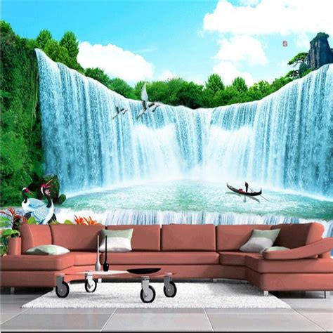 Custom Photo Wallpaper Living Tv Company Office Landscape Waterfall