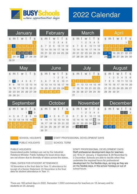 Calendar Busy Schools