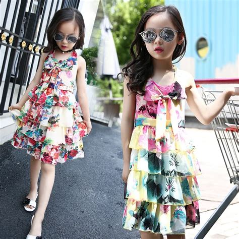 Chiffon Layered Dress For Kids Girls Summer Dress 2018 Teenage Girls