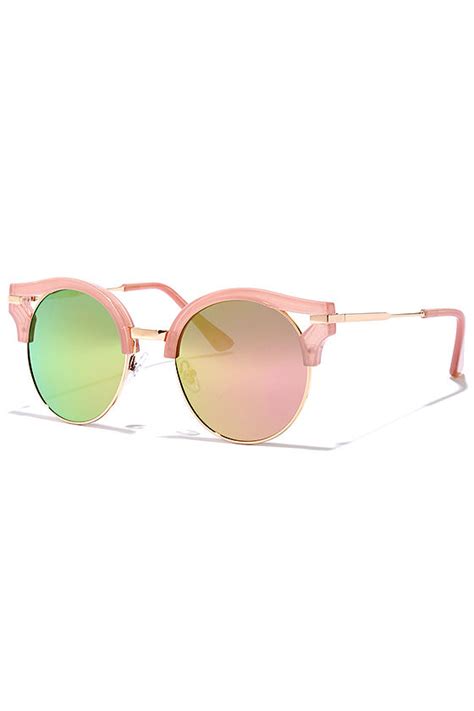 Cool Pink Sunglasses Mirrored Sunglasses Round Sunglasses 1900