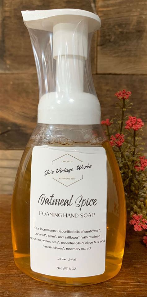 Oatmeal Spice Natural Organic Foaming Hand Soap Essential Etsy
