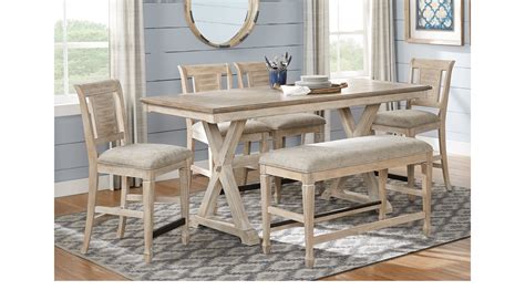 Replicated wood grain top in dark charcoal raises the bar on casually cool dining. Nantucket Breeze White 3 Pc Counter Height Dining Room ...