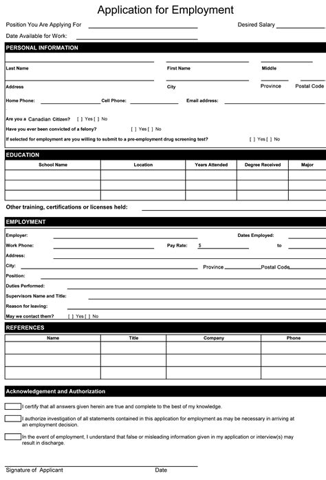 Having a statement ensures that one is able to know all the facts and information about certain situations that occurred. Application For Employment Form Free Printable | Free ...