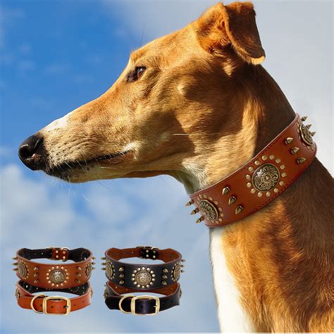 Spiked Studded Genuine Leather Dog Collar Medium Large Adjustable