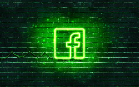Download wallpapers Facebook green logo, 4k, green brickwall, Facebook