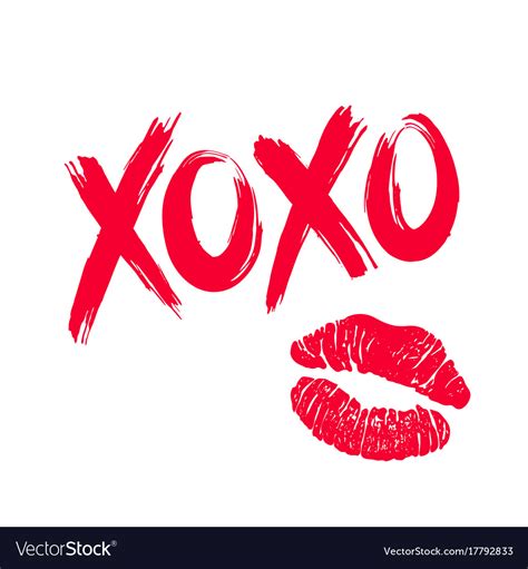 xoxo and lipstick kiss royalty free vector image