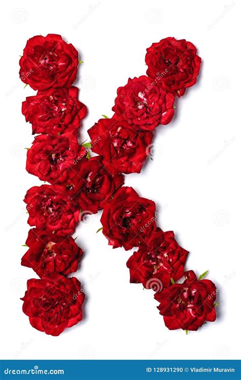 Letter K From Flowers Of Red Rose Stock Photo Image Of Bloom Font