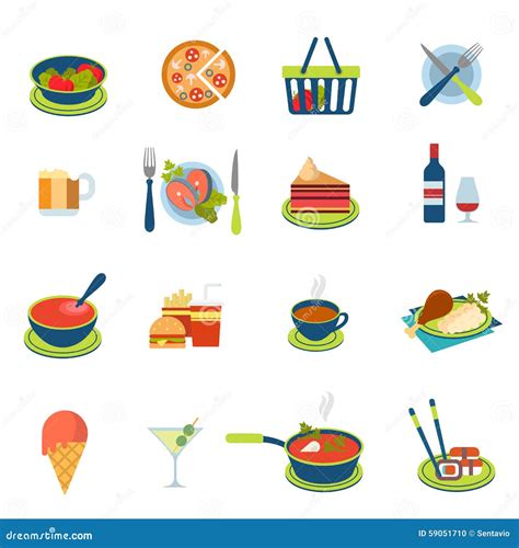 Flat Vector Food And Drink Infographic Icon Restaurant Menu Stock