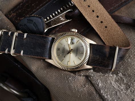 Vintage Rolex Datejust With Bulang And Sons Woodieleather Nato Strap
