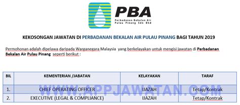 Jawatan kosong telekom malaysia (tm) ambilan 2021. Jawatan Kosong Terkini di Perbadanan Bekalan Air Pulau ...